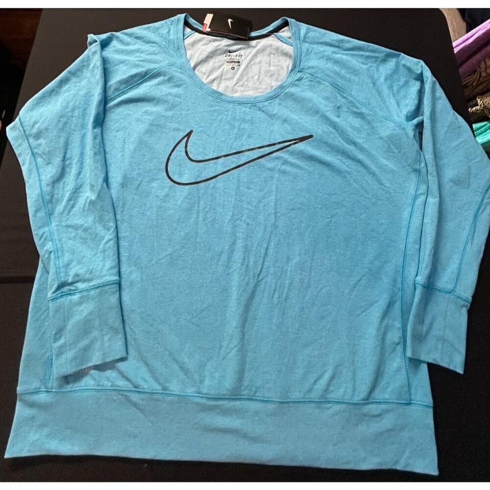 NWT Nike Dri-Fit Womens XL Sweatshirt Teal Lightweight Pullover Workout Top